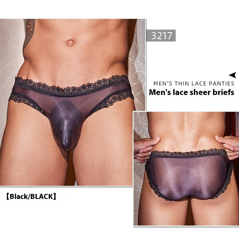 Sexy Men's Lace Thin Transparent Sexy Panties