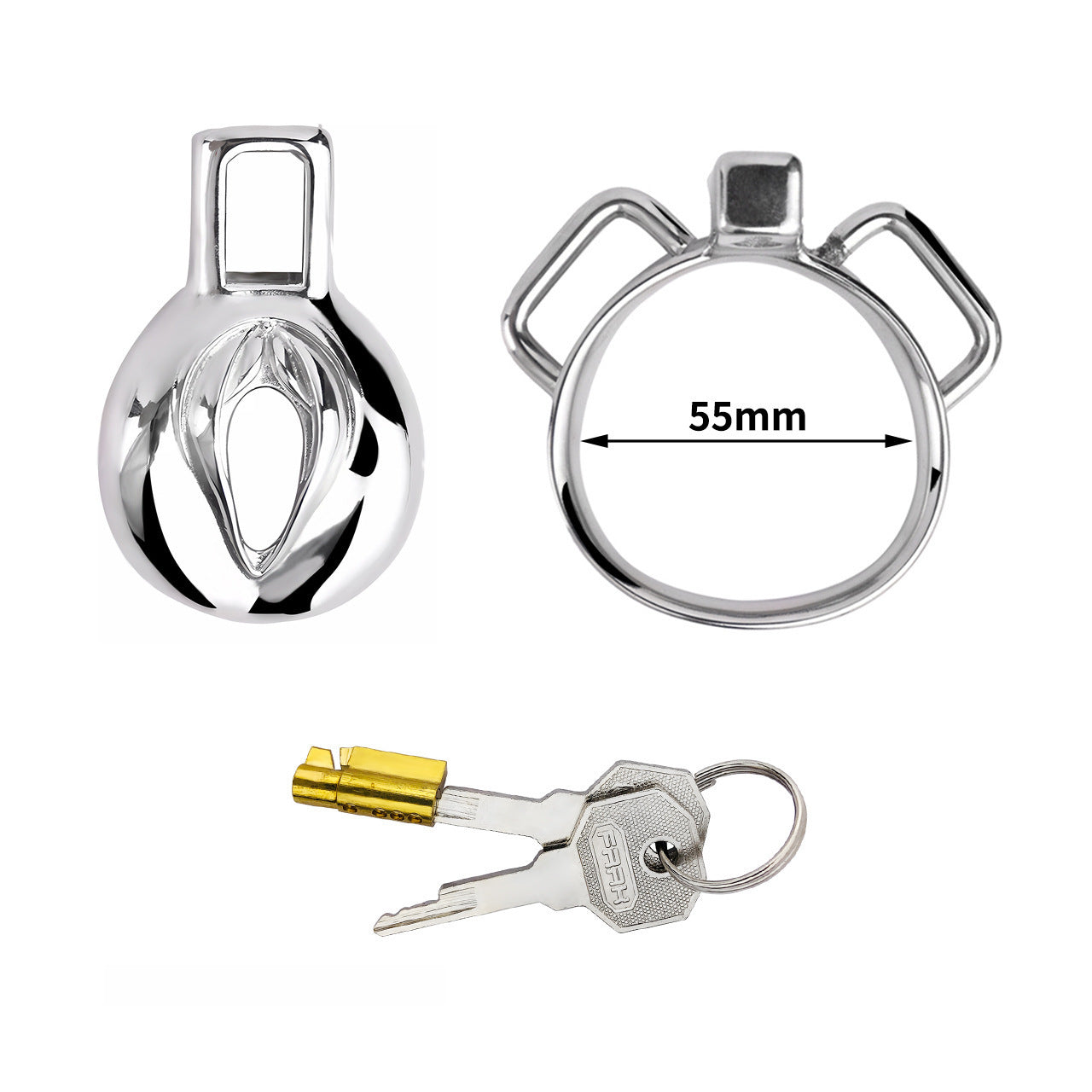 Vagina Shape Stainless Steel Chastity Lock Men's Anti-escape