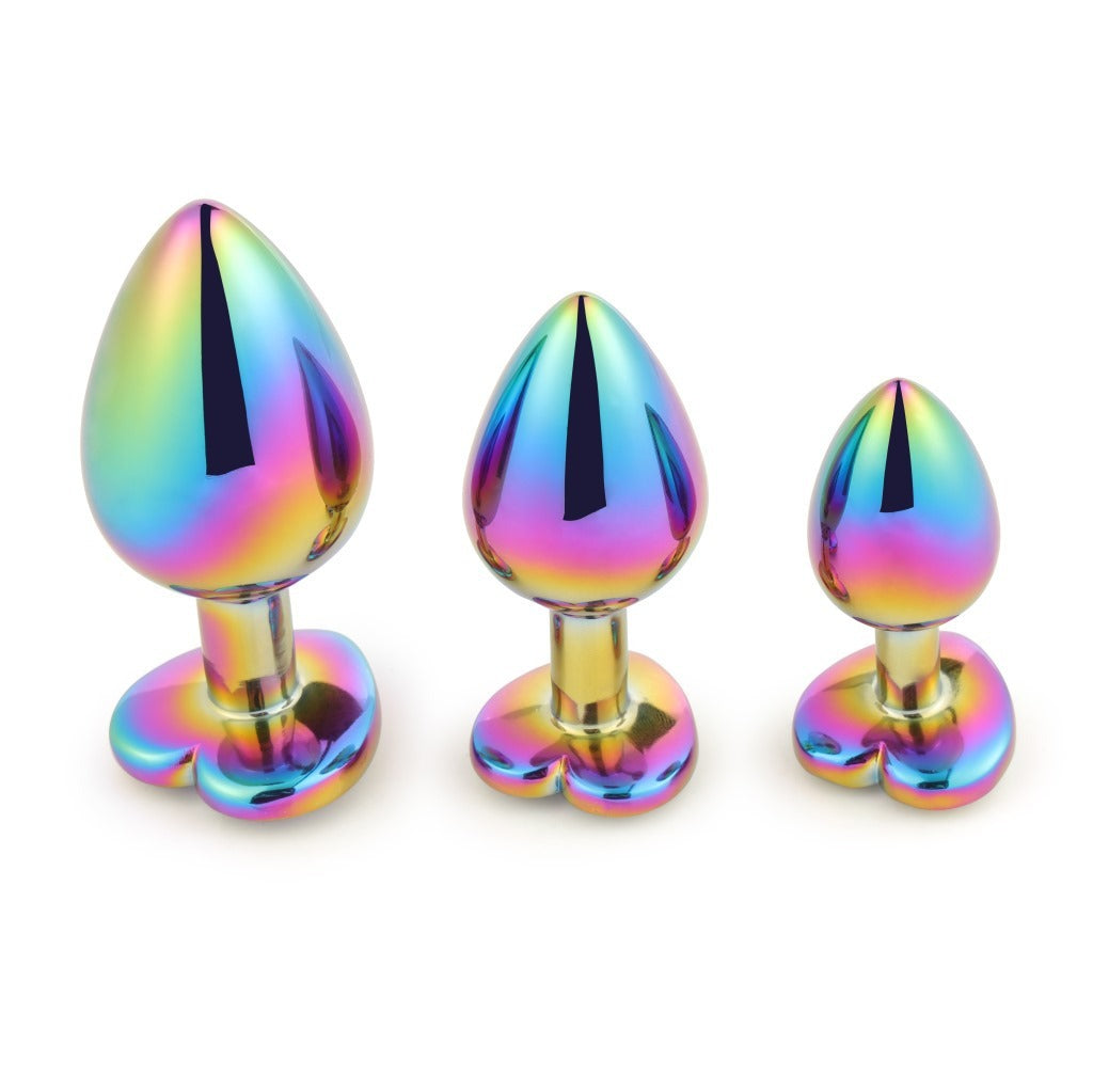 Colorful Heart-shaped Metal Butt Plug Set Sexy Toys