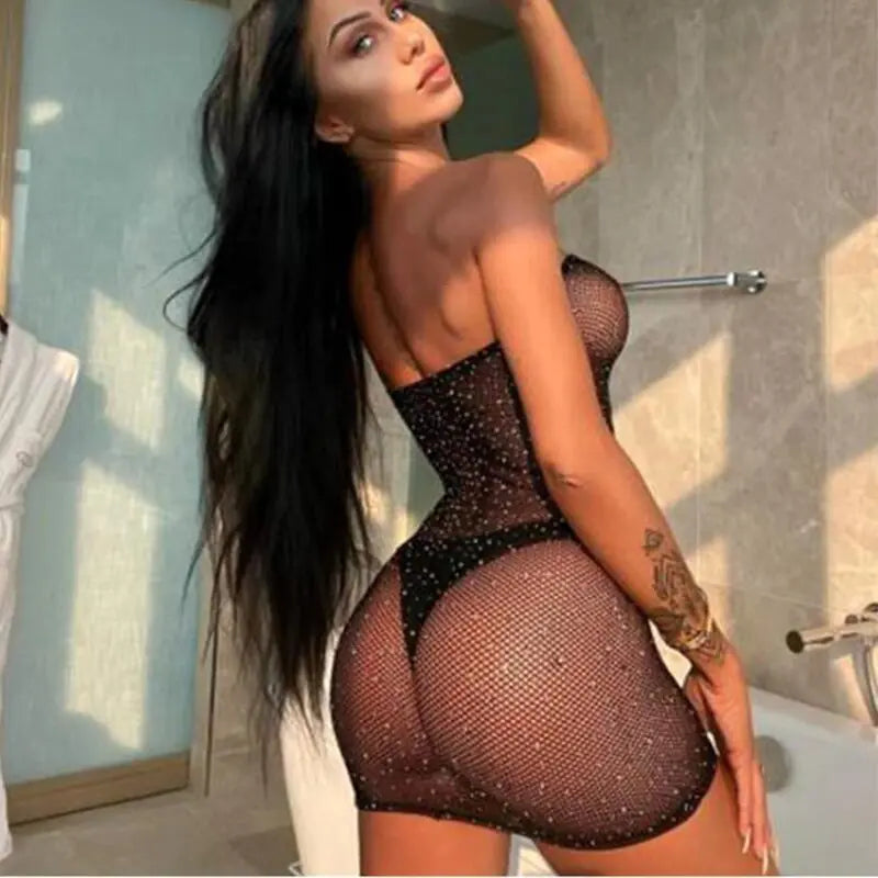 Sexy Diamond Fishnet Bodysuit