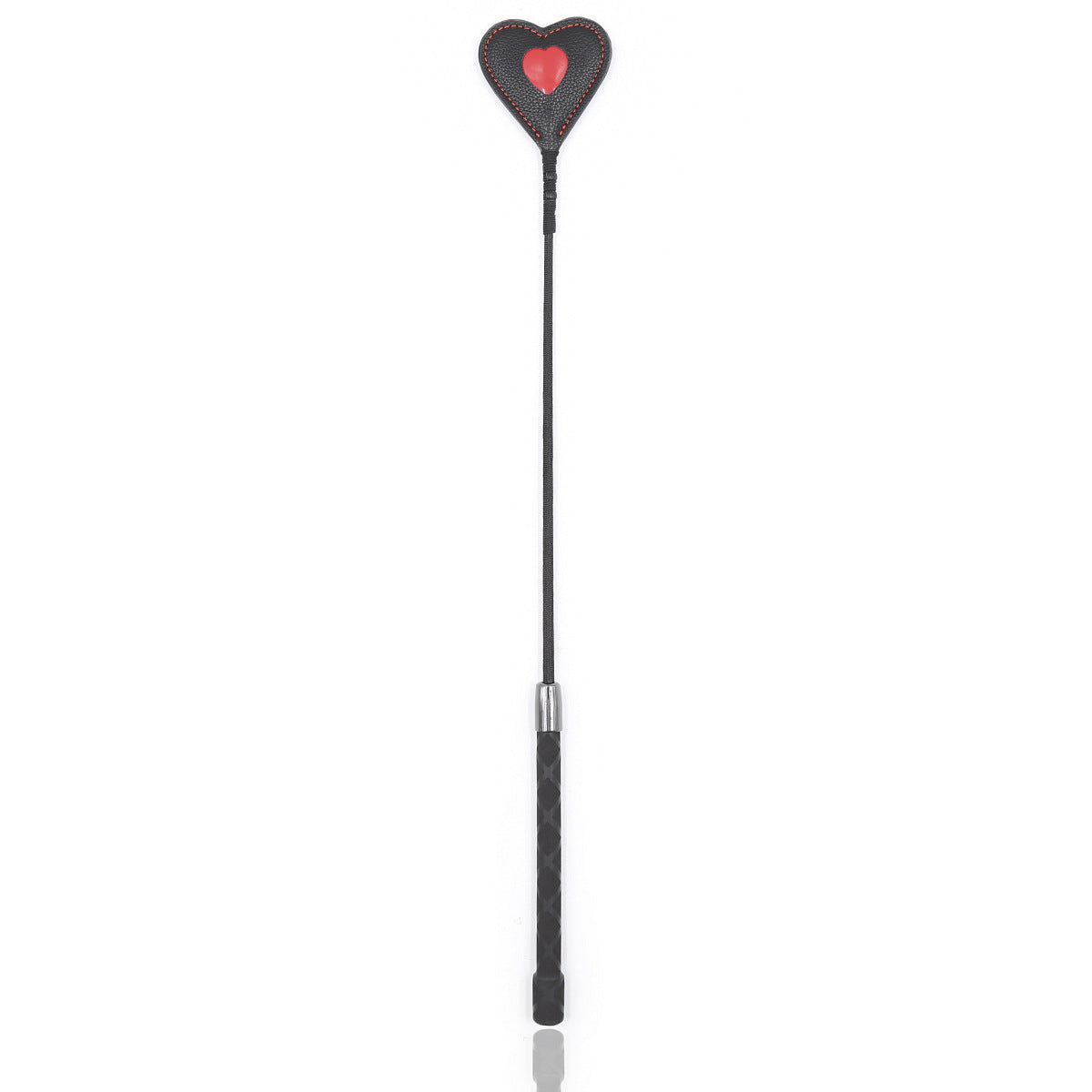 Leather Red Heart Bound Hand Slap Whip Metal Rod Side