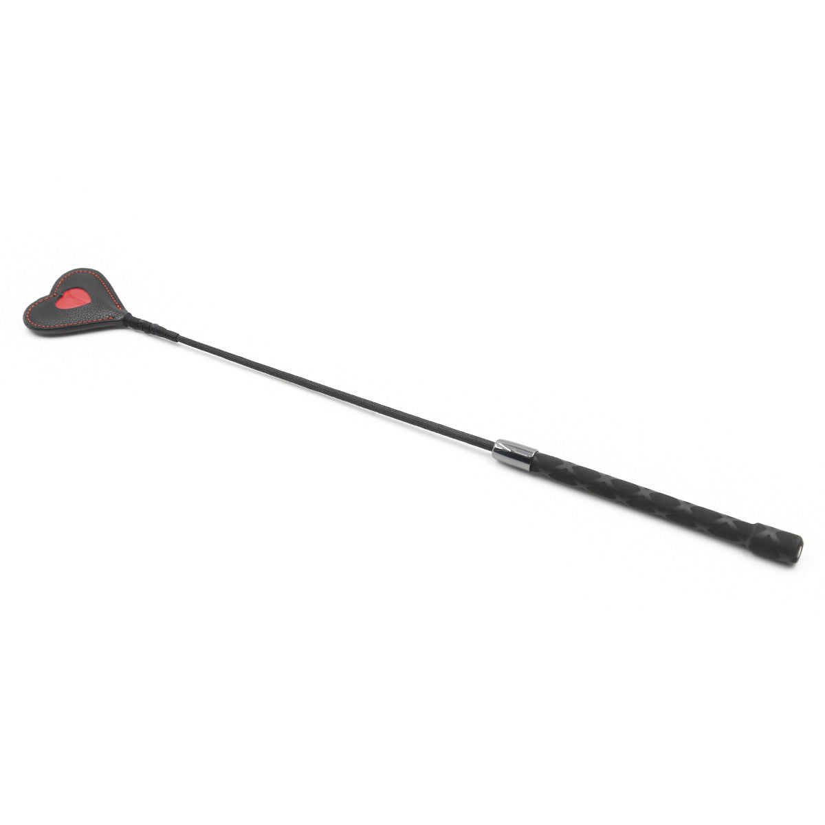 Leather Red Heart Bound Hand Slap Whip Metal Rod Side