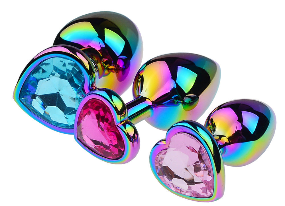 Colorful Heart-shaped Metal Butt Plug Set Sexy Toys