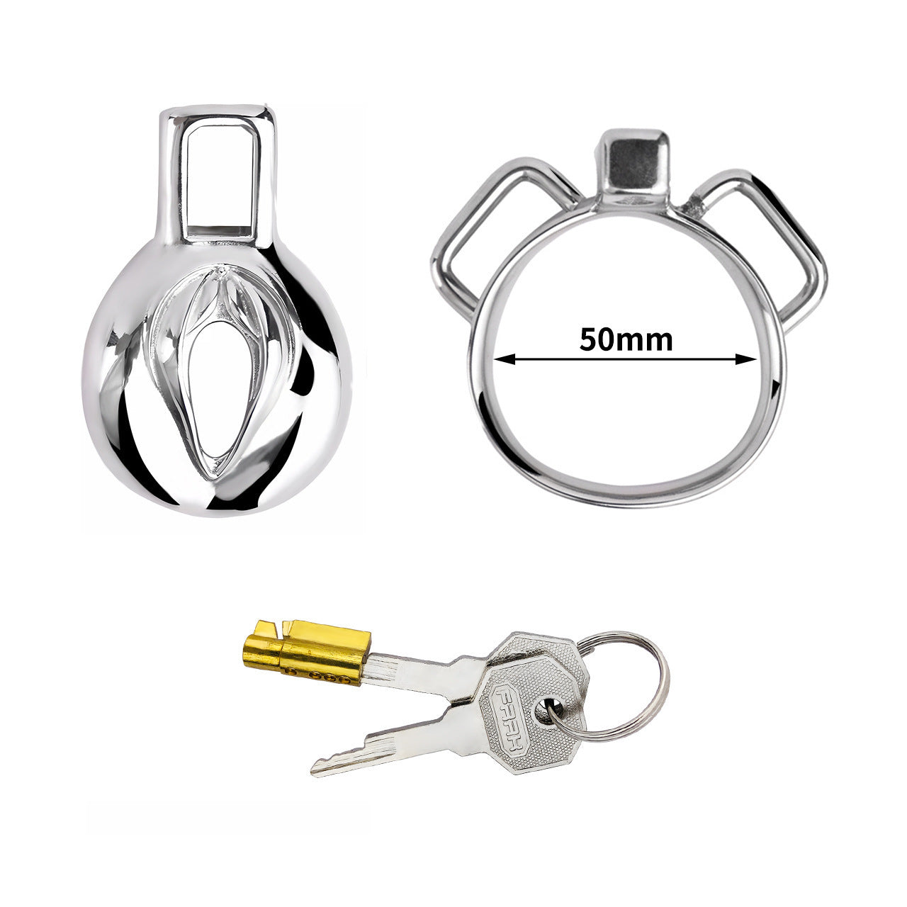 Vagina Shape Stainless Steel Chastity Lock Men's Anti-escape