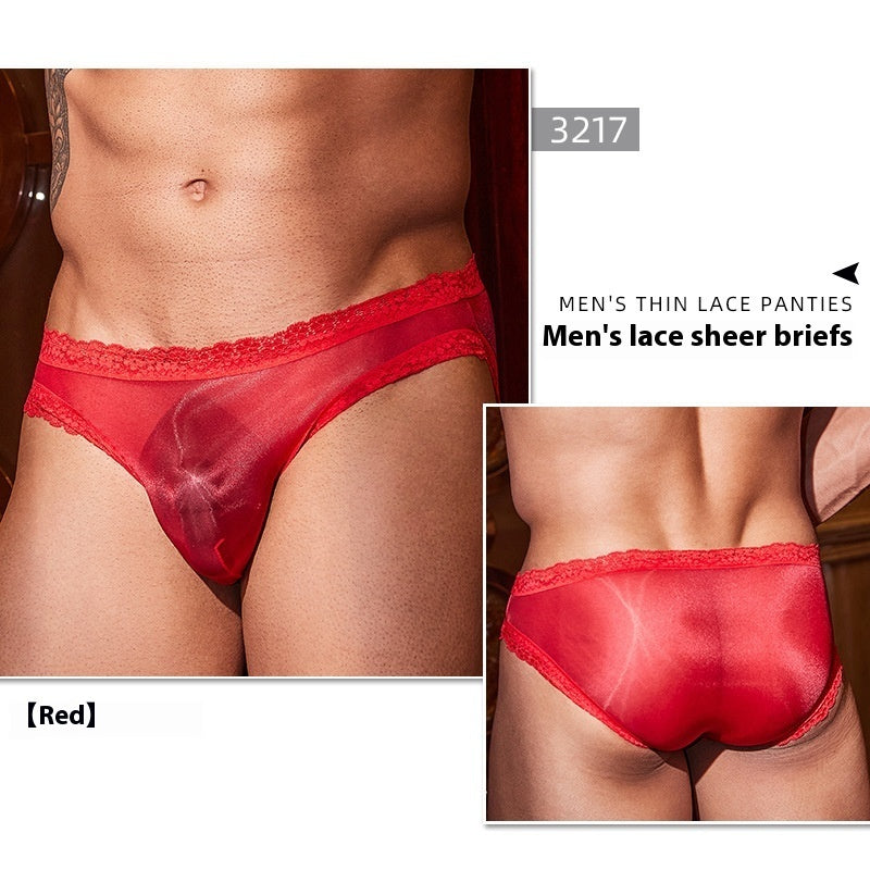 Sexy Men's Lace Thin Transparent Sexy Panties