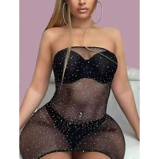 Sexy Diamond Fishnet Bodysuit