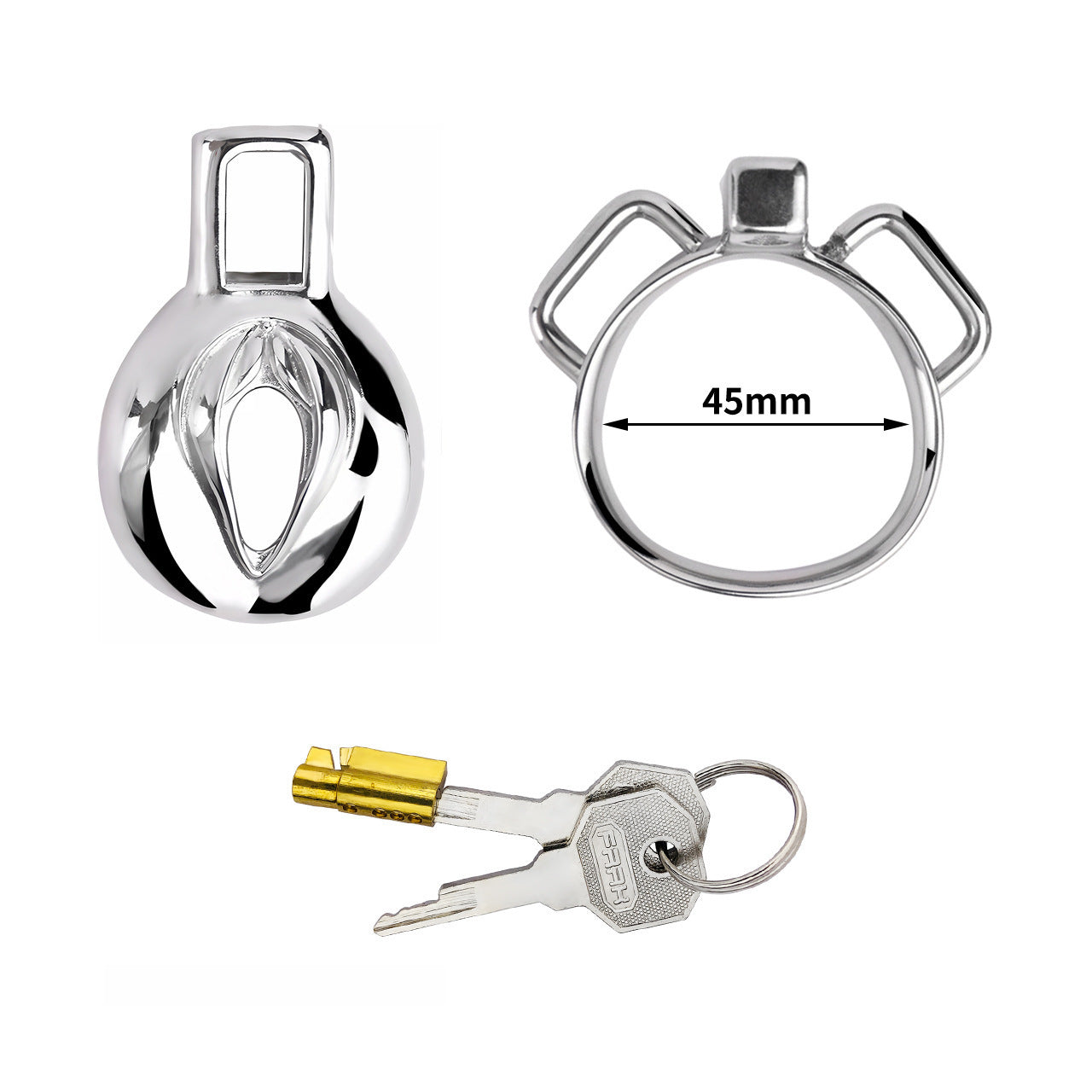 Vagina Shape Stainless Steel Chastity Lock Men's Anti-escape